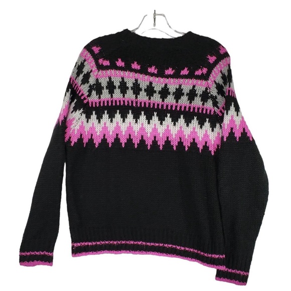 Nwt JOHN + JENN Women's Black & Hot Pink Long Sleeve Crew Neck Sweater 💫✨🩷🖤NWT - Picture 2 of 6